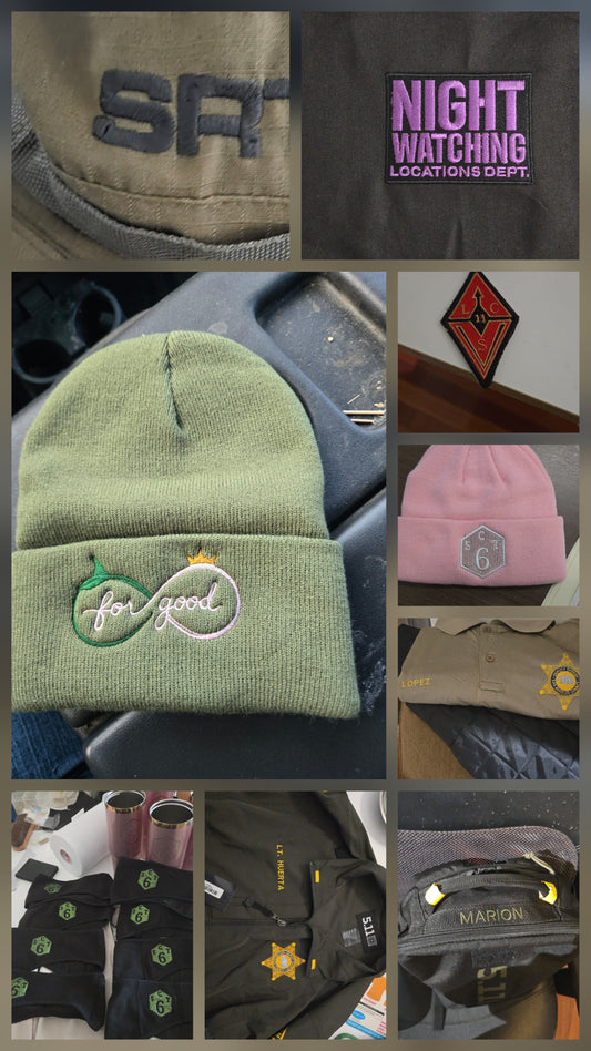 Custom Embroidery Service- Jackets, Hoodies, Shirts, Hats