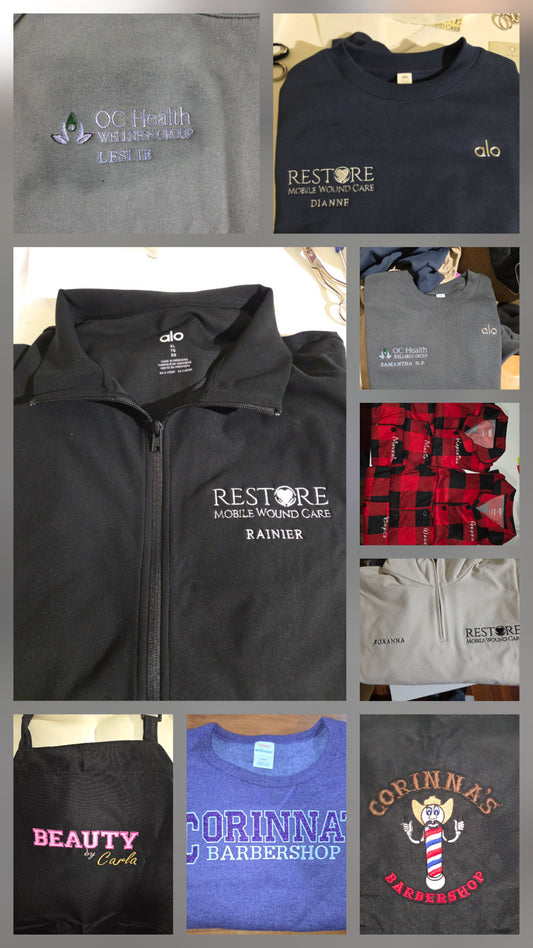 Custom Embroidery Service- Jackets, Hoodies, Shirts, Hats