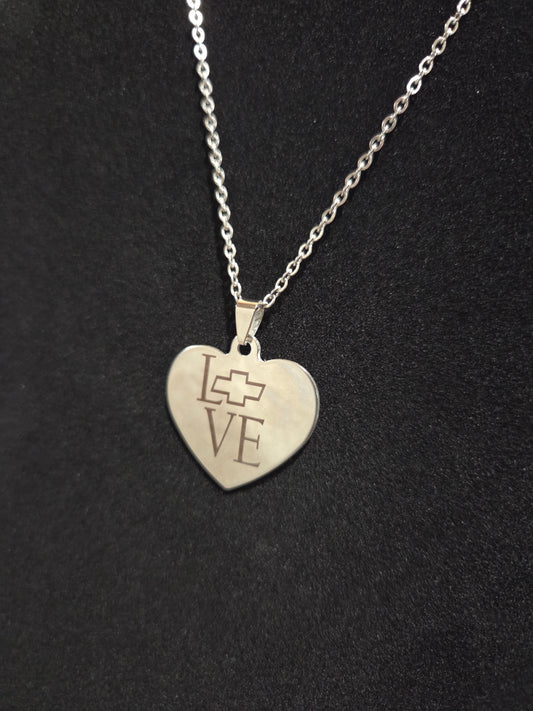 Stainless Steel Heart- Love charm with necklace